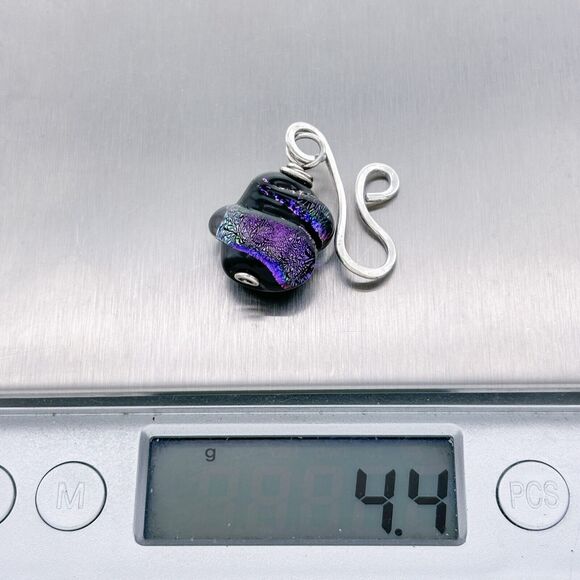 Vintage Silver Tone Abstract Dichroic Glass Pendant - Picture 4 of 4